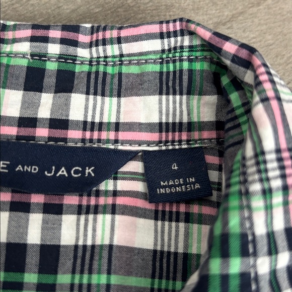 Janie and Jack Green , pink and White Plaid Boys Shirt - Picture 2 of 3